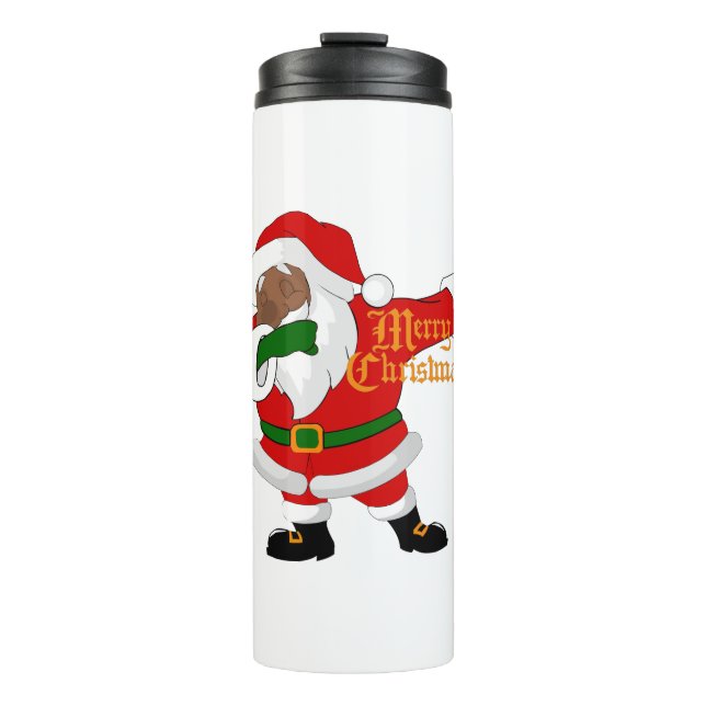 schwarzer Santa-Klaus Thermosbecher (Vorderseite)