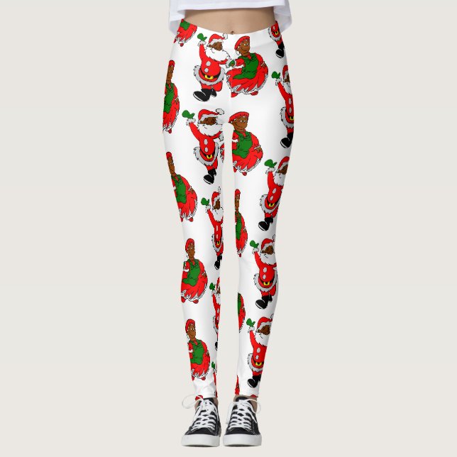 schwarzer Santa-Mraus-Leggings Leggings (Vorderseite)