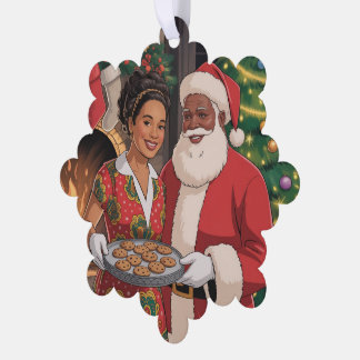 Schwarzer Santa & Mrs. Claus Ornamente Karte
