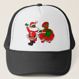 schwarzer Santa Mrs Claus Truckerkappe