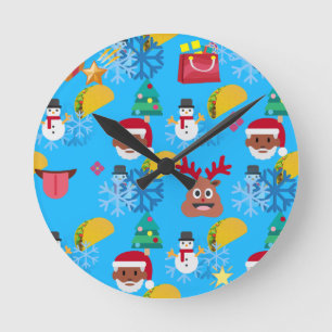 Schwarzer Santa-Taco-Weihnachten Runde Wanduhr