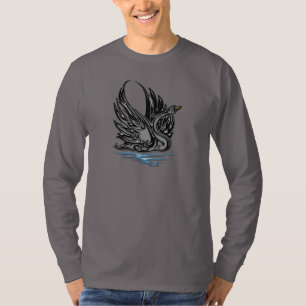 Schwarzer Satin-Schwan T-Shirt