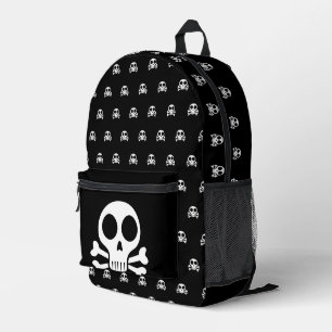 schwarzer Schädel Bedruckter Rucksack