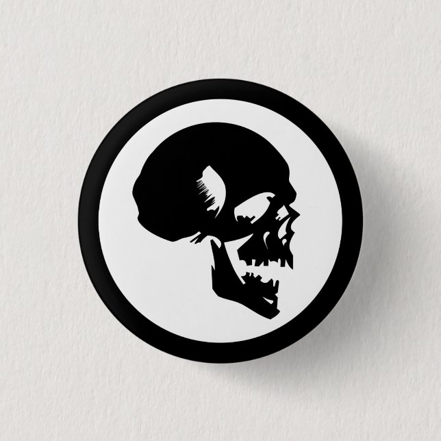 Schwarzer Schädel Button (Vorderseite)