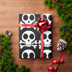 schwarzer Schädel Geschenkpapier