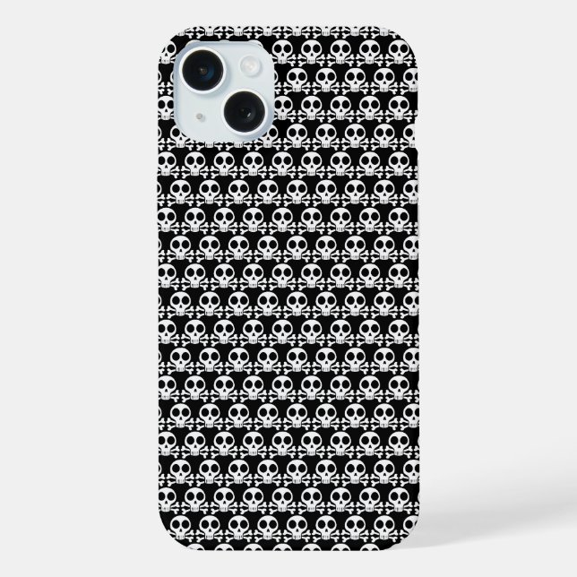 schwarzer Schädel iPhone 15 Plus Hülle (Rückseite)