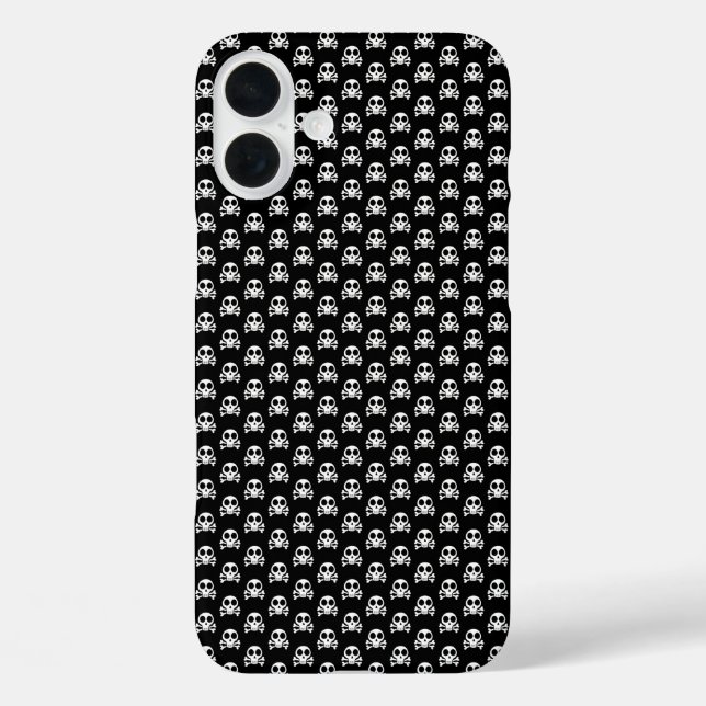 schwarzer Schädel iPhone 16 Plus Hülle (Rückseite)