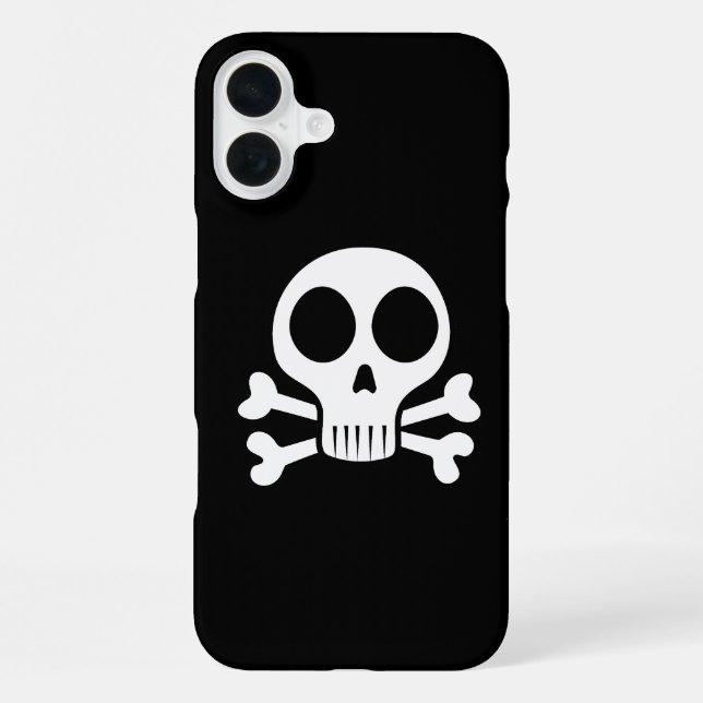 schwarzer Schädel iPhone 16 Plus Hülle (Rückseite)