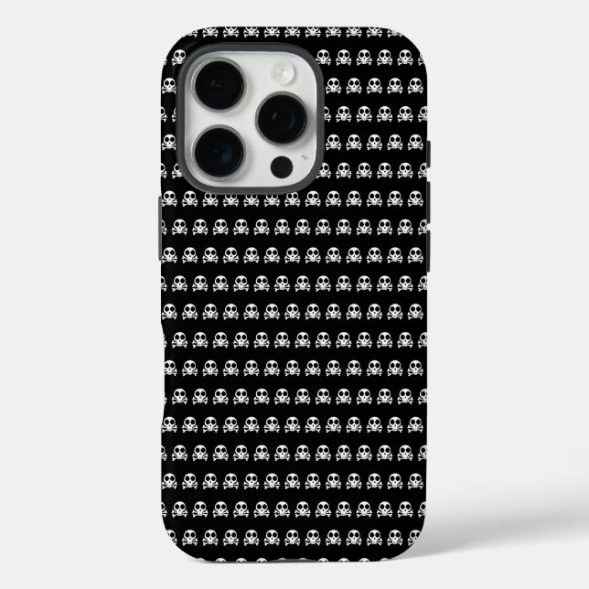 schwarzer Schädel iPhone 16 Pro Hülle (Rückseite)