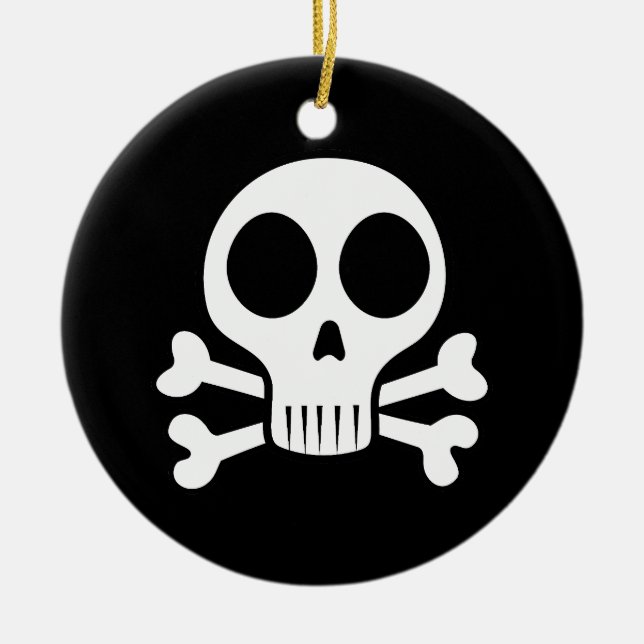 schwarzer Schädel Keramik Ornament (Vorne)