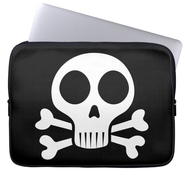schwarzer Schädel Laptopschutzhülle (Vorderseite)