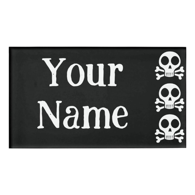 schwarzer Schädel Namenschild (Vorderseite)
