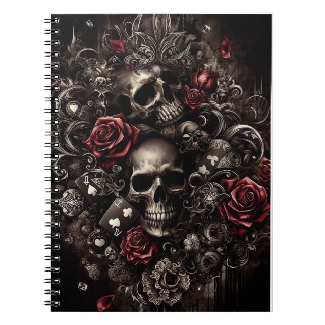 Schwarzer Schädel Notizblock (Vorderseite)