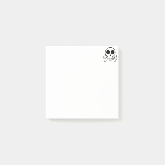 schwarzer Schädel Post-it Klebezettel (Vorderseite)