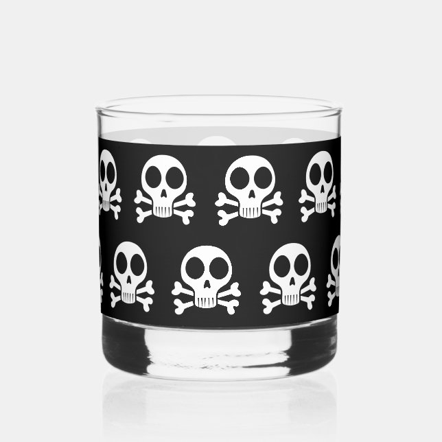 schwarzer Schädel Whiskyglas (Vorderseite)