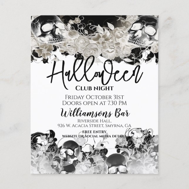Schwarzer SchädelHalloween-Flyer Flyer (Vorne)