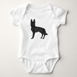Schwarzer Schäfer Cartoon GSD Dog Illustration Baby Strampler