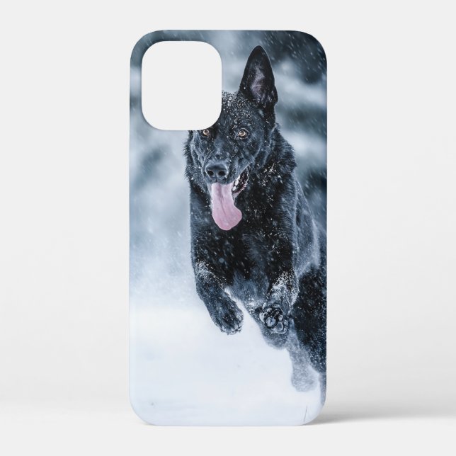 Schwarzer Schäfer im Schnee Case-Mate iPhone Hülle (Rückseite)