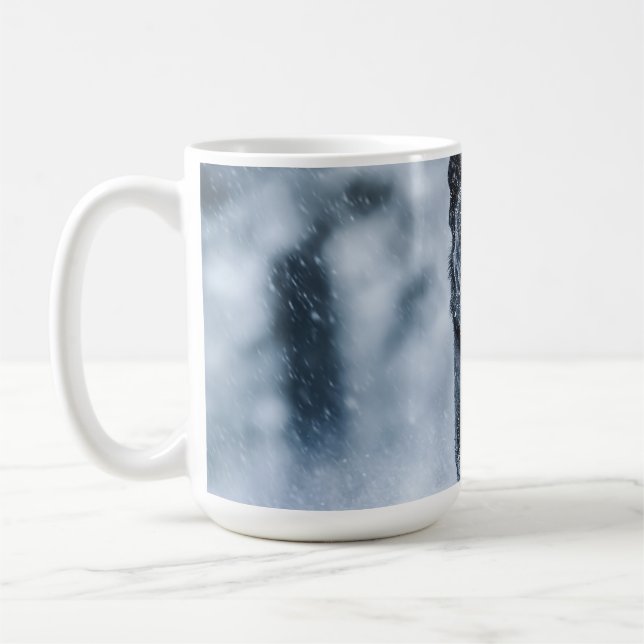Schwarzer Schäfer im Schnee Kaffeetasse (Links)
