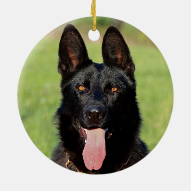 Schwarzer Schäferhund - GSD Puppy Keramik Ornament (Hinten)