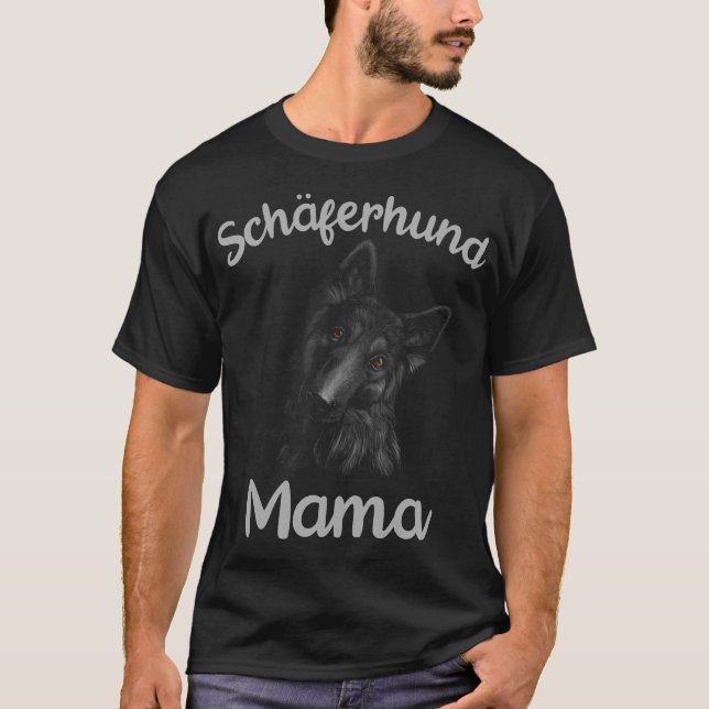 Schwarzer Schäferhund Mutter T-Shirt (Vorderseite)