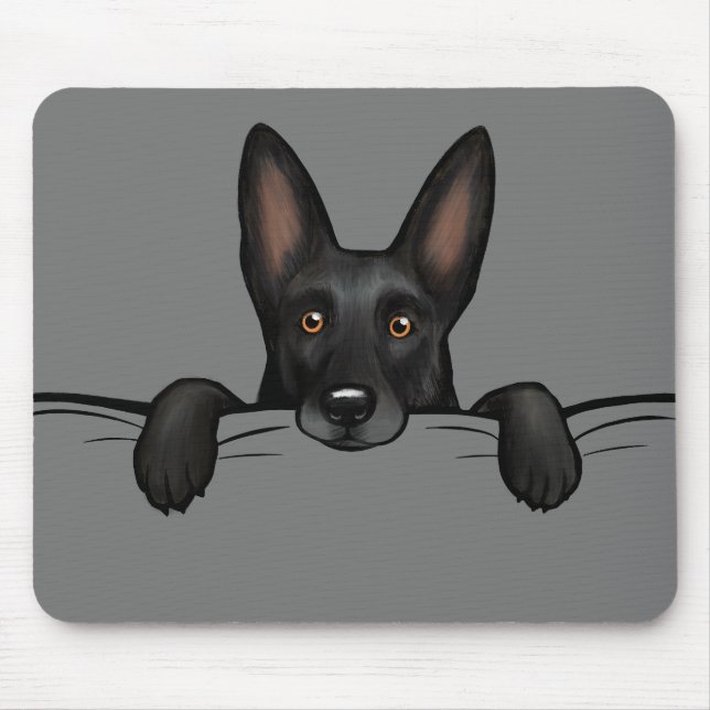 Schwarzer Schäferhund Peeking Mousepad (Vorne)