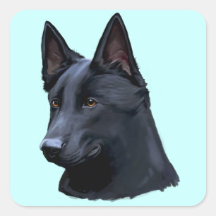 Schwarzer Schäferhund Quadratischer Aufkleber