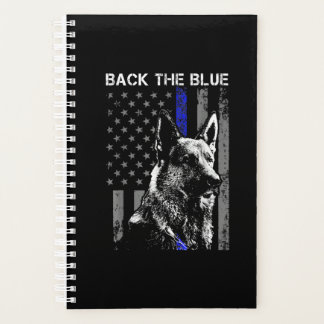 Schwarzer Schafhirte mit blauer Flagge (k-9) Planer