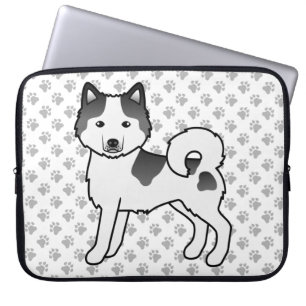 Schwarzer Schecke Alaskan Malamute Süßer Cartoon-H Laptopschutzhülle