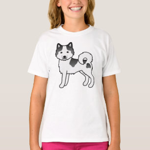 Schwarzer Schecke Alaskan Malamute Süßer Cartoon-H T-Shirt