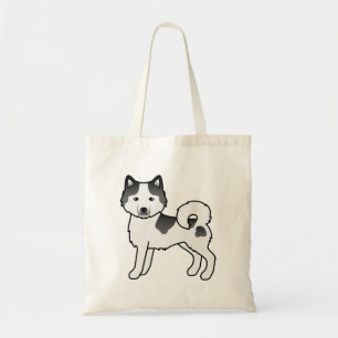 Schwarzer Schecke Alaskan Malamute Süßer Cartoon-H Tragetasche