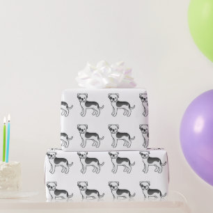 Schwarzer Schecke American Bulldog Cartoon-Hund-Mu Geschenkpapier