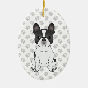 Schwarzer Schecke Französische Bulldogge / Frenchi Keramik Ornament