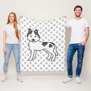 Schwarzer Schecke Siberian Husky Cartoon Hund & Pf Fleecedecke