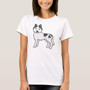 Schwarzer Schecke Siberian Husky Süßer Cartoon-Hun T-Shirt