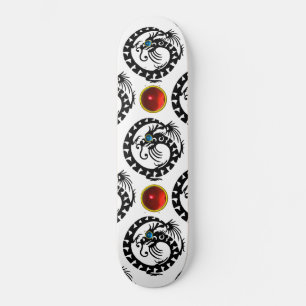 SCHWARZER SCHLANGEN-DRACHE, rote karminrote Skateboard