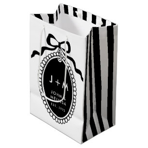 Schwarzer Schleifen-Coquette-Jubiläumscharm Mittlere Geschenktüte