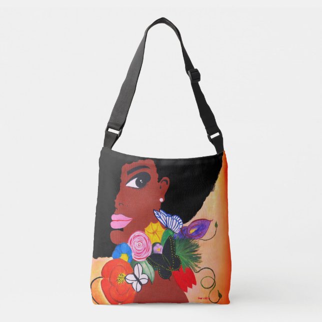 Schwarzer Schmetterling - Crossbody Bag Tragetaschen Mit Langen Trägern (Vorderseite)