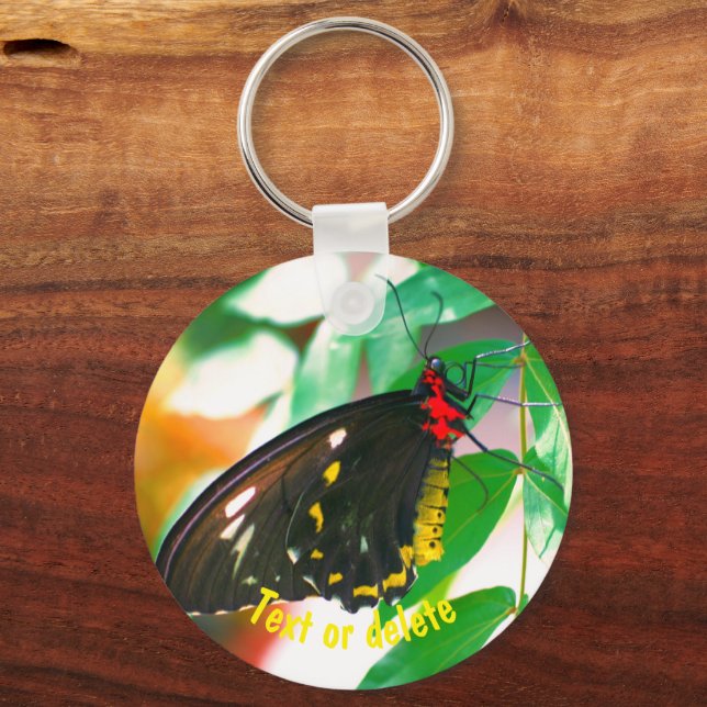 Schwarzer Schmetterling Natur Personalisiert Schlüsselanhänger (Vorderseite)
