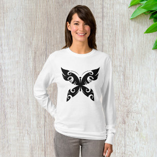Schwarzer Schmetterling Womens Long Sleeve T-Shirt