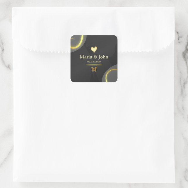Schwarzer Schmetterlingsticker Quadratischer Aufkleber (Tasche)