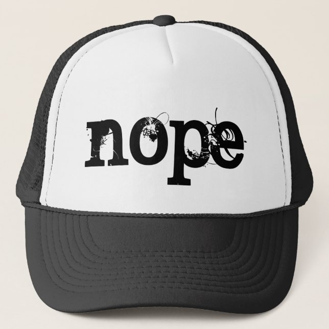 SCHWARZER Schmutz-Text NOPE Truckerkappe (Vorderseite)