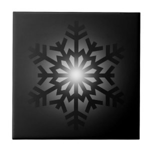 Schwarzer Schneeflocken Fliese