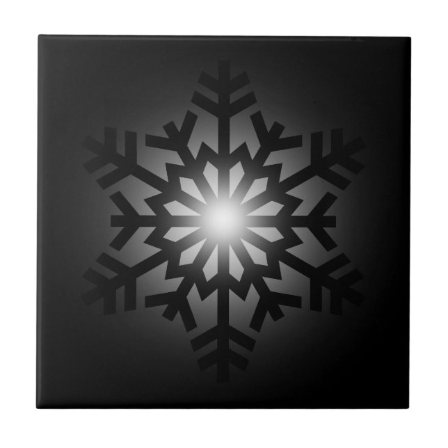 Schwarzer Schneeflocken Fliese (Vorderseite)