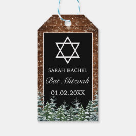Schwarzer Schneewald und Waldkiefer Bat Mitzvah Geschenkanhänger