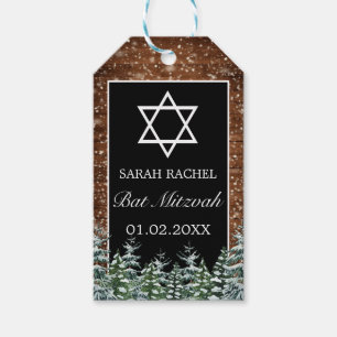 Schwarzer Schneewald und Waldkiefer Bat Mitzvah Geschenkanhänger