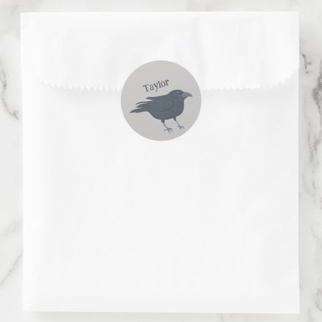 Schwarzer Schnitt auf grauem Personalisiert Runder Aufkleber (Tasche)