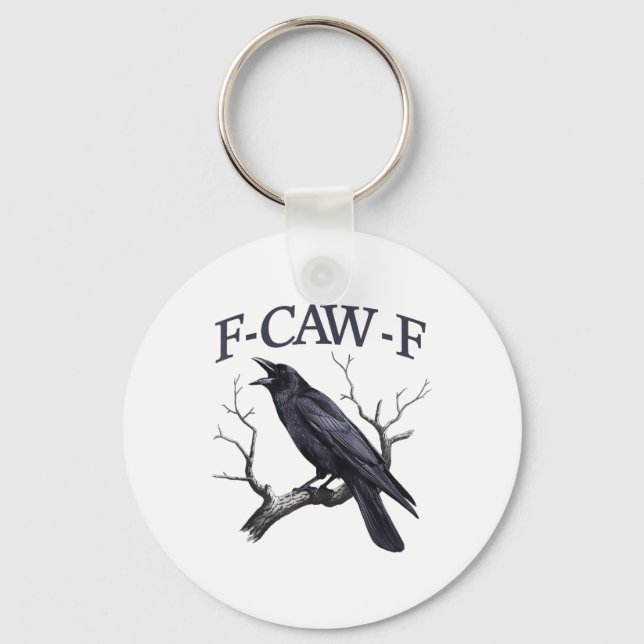Schwarzer Schnitt, F-caw-f Funny Black Bird Schlüsselanhänger (Vorderseite)