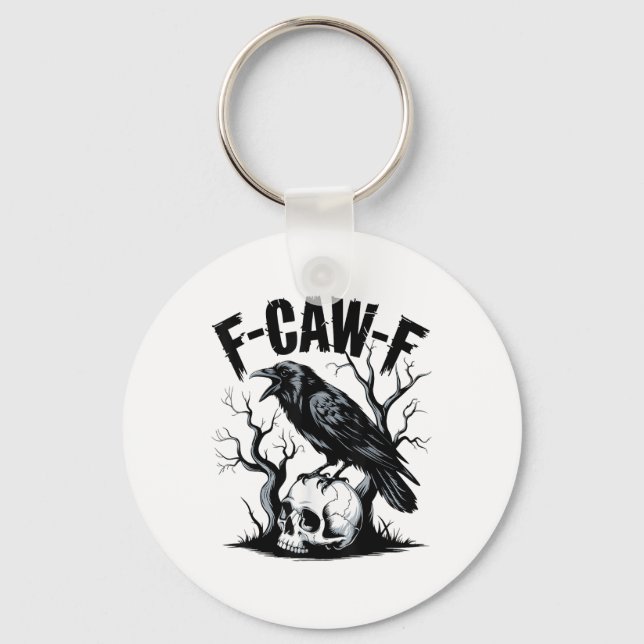 Schwarzer Schnitt, F-caw-f Funny Black Bird Schlüsselanhänger (Vorderseite)