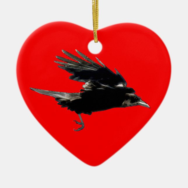 Schwarzer Schnitt für Vogelliebhaber Keramik Ornament (Vorne)